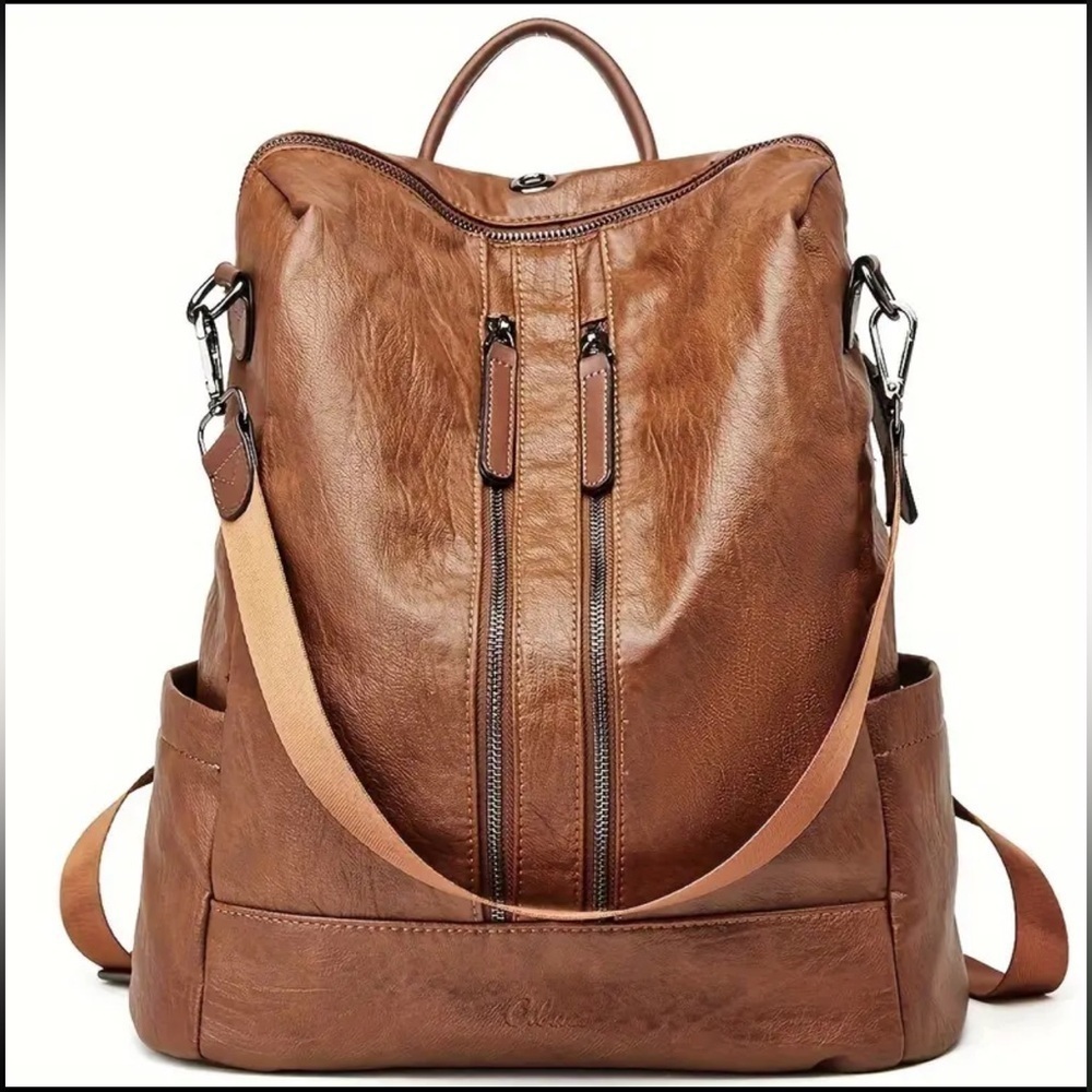 Convertible Vegan Leather Backpack Purse